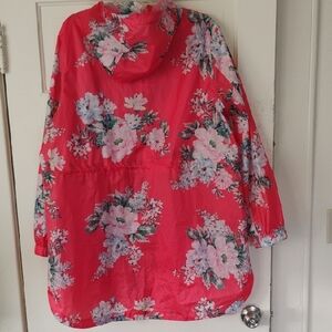Raincoat By Right As Rain For Women Red Floral Sz 16 Waterproof Packable